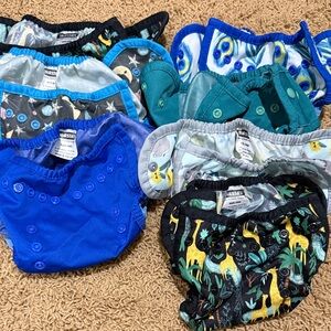 7 Vibrant Blue and Green Diaper Covers for Kids
